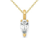 1/3 Carat (ctw H-I, SI1-SI2) Lab-Grown Pear Shaped Diamond Solitaire Pendant Necklace in 14K Yellow Gold with Chain